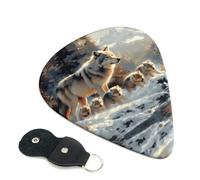 Confezione da 6 plettri per chitarra Wolf Family Winter Wonderland, accessori per basso, chitarra acustica elettrica, ukulele, plettri medi per chitarra, con borsa organizer