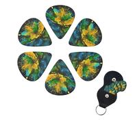Confezione da 6 plettri personalizzati per chitarra, colore verde e giallo, con stampa a collisione, per chitarre acustiche, violino, ukulele, basso