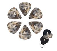 Confezione da 6 plettri personalizzati per chitarra con stampa di lupo che camminano, supporto per chitarra acustica, violino, ukulele, basso