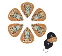 Confezione da 6 plettri personalizzati per chitarra, motivo Anno della tigre, divertente stampa tigre, per chitarre acustiche, violino, ukulele, basso