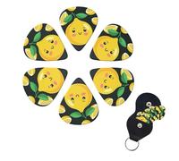 Confezione da 6 plettri personalizzati per chitarra, stampa con frutta di limone, supporto per plettro per chitarre acustiche, violino, ukulele, basso