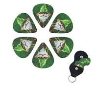 Confezione da 6 plettri personalizzati per chitarra, stampa gnomo, colore verde, per chitarre acustiche, violino, ukulele, basso
