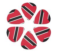 Confezione da 6 plettri Premium 351 Shape con bandiera nazionale di Trinidad e Tobago, per chitarra elettrica, basso e acustica, qualità professionale da 0,46-0,96 mm