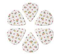 Confezione da 6 plettri Premium 351 Shape con motivi floreali cinesi, rose, pedali, punti, foglie e boccioli, per chitarra elettrica, basso e acustica, qualità professionale, 0,46-0,96 mm