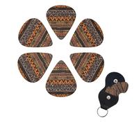 Confezione da 6 plettri tribali per chitarra africana, in celluloide di spessore diverso, con supporto per plettro, per chitarra acustica, chitarra elettrica, basso, ukulele