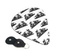 Confezione da 6 plettri vintage per chitarra con motivo treno - 0,46 0,71 0,93 mm, include fantastici plettri per chitarra elettrica, sottili, medi, pesanti, per chitarra acustica, basso, ukulele