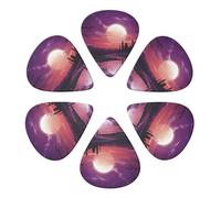 Confezione da 6 plettri viola con stampa viola al crepuscolo, plettri per chitarra acustica, violino, ukulele, basso