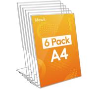 Confezione Da 6 Porta Cartelli in Acrilico A4, Supporto Trasparente a Forma Di L