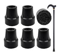 Confezione da 6 puntali in gomma resistente per bastoni da passeggio da 19 mm, punte in gomma antiscivolo per tutti i terreni per canne e stampelle, puntali in gomma nera resistente per anziani