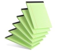 Confezione da 6 quaderni a righe da 12,7 x 20,3 cm, verde legale con fogli perforati, carta da scrittura a righe strette per scuola, ufficio e studio