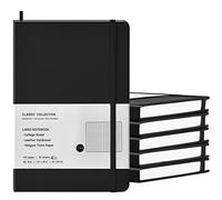 Confezione da 6 quaderni con composizione a righe per il college, con copertina rigida, in similpelle a righe, B5, grandi quaderni per ufficio, casa, scuola, lavoro, 25,9 x 19,1 cm, carta spessa 100 g/m², 160 pagine (nero)