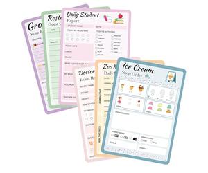 Confezione da 6 quaderni per il tempo di gioco, relazione del medico, lista della spesa, lista di controllo degli ospiti del ristorante, blocco note, gioco di ruolo fantasioso, 40 fogli/confezione