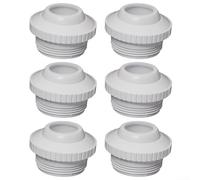 Confezione da 6 raccordi di ingresso direzionale per acqua aperta da 2,5 cm per ugello Bull's Eye, compatibile con Hayward SP1419E 1-1/2" jet di ritorno, set di pezzi di ricambio in plastica bianca