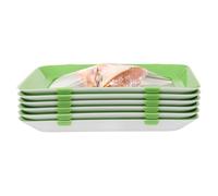 Confezione da 6 scatole per alimenti, ciotole per alimenti, impilabili, contenitori in plastica con pellicola trasparente, per frutta, carne, verdure (verde, bianco)