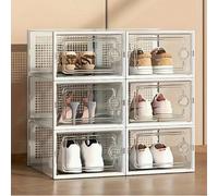 Confezione da 6 scatole portascarpe ventilate, organizer impilabile in plastica PP per scarpe da ginnastica/giocattoli, ingresso, armadio, camera da letto, organizer per guardaroba Caratteristiche:Ven