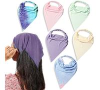 Confezione da 6 sciarpe per capelli da donna - fazzoletto elastico per capelli Boho grande triangolo bandana testa sciarpa con clip antiscivolo tie dye fasce per capelli per ragazze
