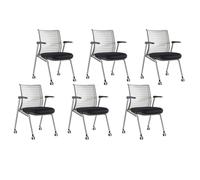 Confezione da 6 sedie ergonomiche pieghevoli da conferenza con schienale e braccioli, sedie impilabili per allenamento per sale riunioni, ufficio, reception e uso domestico, design salvaspazio