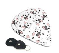 Confezione da 6 simpatici bulldog francesi con fiocco per chitarra, accessori per basso, chitarra acustica elettrica, ukulele, plettri sottili per chitarra, con borsa organizer