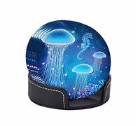 Confezione da 6 sotto chieri con medusa e cavalluccio marino sotto chieri sotto chieri sotto chieri in pelle PU luce blu regalo di inaugurazione della casa per uomo donna