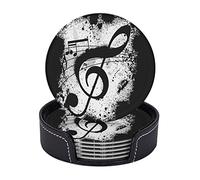 Confezione da 6 sotto chieri con note musicali in bianco e nero per bevande con supporto, divertenti sotto chieri in pelle antiscivolo impermeabili per cucina, tavolo in legno, tavolino da pranzo,