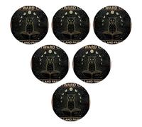 Confezione da 6 sottobicchieri in latta con scritta "Phase of the Moon" e scritta "Ouija", in pelle marrone e nera, assorbe l'acqua, protegge mobili, tavolino da caffè, bar, sala da pranzo