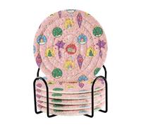Confezione da 6 sottobicchieri per assorbire bevande con supporto, adatti per tipi di tazze, protezione da tavolo