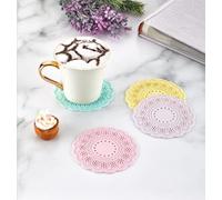 Confezione da 6 sottobicchieri Pretty Pastels LACE DRINKS - Sottobicchieri antiscivolo in silicone, sottobicchieri per bevande calde (PK6 LACE Silicone)