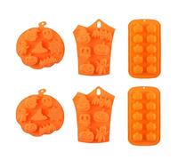 Confezione da 6 stampi in silicone arancione, stampi per caramelle di Halloween, per dolci al cioccolato e gelatina di cioccolato, gommosi e dessert