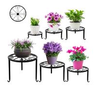 Confezione da 6 supporti per piante in metallo, resistenti, per più piante, antiruggine per esterni, rotondi, per fioriere da esterno/interno, decorazione per soggiorno, balcone (confezione da 6