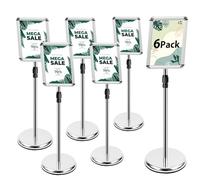 Confezione da 6 Supporto per Espositore Regolabile Espositore Porta Poster per Cornice con Scatto a Supporto Porta Menu Esterno per Matrimonio/Spettacolo/Display/Pubblicità Formato di (Argento, A4)