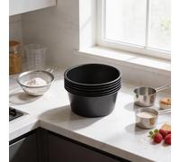 Confezione da 6 tazze per budino a forma di acciaio al carbonio, per torte, budini, popover e torte, progettate per friggitrice ad aria, piccoli forni e piani di lavoro (tazza corta da 100 ml)