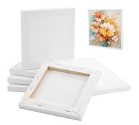 Confezione da 6 tela bianca per dipingere, 10 x 10 cm tela pittura 15x15 cm, cotone primerizzato, adatte per pittura ad olio e acrilica, 100% Cotone, per artisti professionisti e principianti