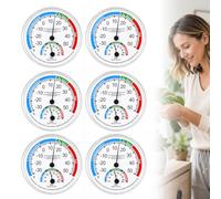 Confezione da 6 termoigrometri analogici, igrometro analogico da 13 cm, termoigrometro di precisione, termoigrometro per interni ed esterni, per il controllo del clima della stanza, temperatura e