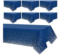 Confezione da 6 tovaglie a pois blu e argento tovaglie 54" x 108" tovaglie rettangolari per feste tovaglie impermeabili usa e getta tovaglie a pois coriandoli per feste, picnic,compleanno,anniversario