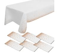 Confezione da 6 tovaglie a pois per tavoli rettangolari, 137,2 x 274,3 cm, tovaglie in plastica oro rosa usa e getta, impermeabili, per feste, picnic, feste di compleanno