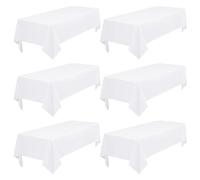 Confezione da 6 Tovaglie Bianche, Adatte per Tovaglie in Fibra di Poliestere per Tavoli Rettangolari 6ft, Decorazione Tovaglia Riutilizzabile per Banchetti di Nozze(153 x 260cm)