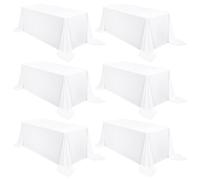 Confezione da 6 Tovaglie Bianche, Adatte per Tovaglie in Fibra di Poliestere per Tavoli Rettangolari 8ft, Decorazione Tovaglia Riutilizzabile per Banchetti di Nozze(229 x 335cm)