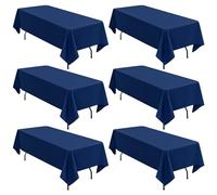 Confezione da 6 tovaglie rettangolari in poliestere, 152,4 x 259 cm, colore blu navy, per tavoli rettangolari da 1,8 m, antimacchia e resistente alle pieghe, lavabile, per matrimoni, ristoranti, feste