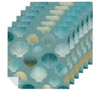 Confezione da 6 tovaglioli di stoffa con conchiglie e galassie, riutilizzabili, per casa, hotel, ristorante, feste di nozze