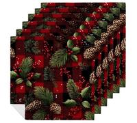 Confezione da 6 tovaglioli di stoffa con foglie di pigna, riutilizzabili, per casa, hotel, ristorante, feste di nozze