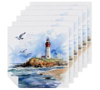 Confezione da 6 tovaglioli di stoffa riutilizzabili a forma di faro oceano, per casa, hotel, ristorante, feste di nozze
