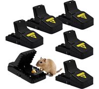 Confezione da 6 trappole per topi professionali riutilizzabili, ideali per casa e giardino, resistenti e facili da installare.