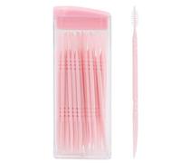 Confezione da 60 stuzzicadenti rosa a doppia testa filo interdentale stuzzicadenti interdentale spazzolino per denti bastone strumento per la pulizia dei denti portatile stuzzicadenti per l'igiene