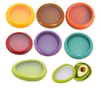 Confezione da 7 capsule elastiche fresche, contenitore multifunzionale di frutta e verdura in silicone, scatola di immagazzinaggio di frutta in silicone per avocado, cipolla, limone, pomodoro