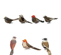 Confezione da 7 clip per uccelli artificiali per la decorazione della casa, ornamenti piumati in schiuma colorata per albero di Natale e piante da cortile, 10 cm e 13 cm, stili assortiti