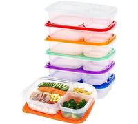 Confezione da 7 contenitori per la preparazione dei pasti a 3 scomparti, in plastica senza BPA, riutilizzabili, con coperchi ermetici, 800 ml, impilabili, adatti al microonde e al congelatore lavabili