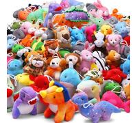 Confezione da 72 mini peluche, peluche assortiti (dinosauri, zoo, oceano), bomboniere per bambini, perfetti per riempire le gru a pesca e i sacchetti regalo o come portachiavi, premi di carnevale, ric
