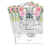 Confezione da 75 biglietti d'invito per baby shower, motivo: elefante, su un lato, neutro, 12,7 x 17,8 cm
