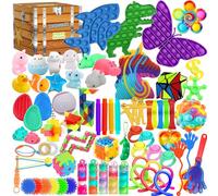 Confezione da 75 giocattoli fidget per bambini, premi in classe, riempitivi per pignatta, premi per il forziere del tesoro con pop it, bomboniere, giocattoli sensoriali, scatola regalo per ragazze e