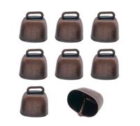 Confezione da 8 campane in rame al pascolo con cavalli di mucca, piccole campane in metallo in ottone, suonate ad alto suono, campanello da appendere, per animali domestici, porte, artigianato, decorazioni per matrimoni di Natale (bronzo rosso)